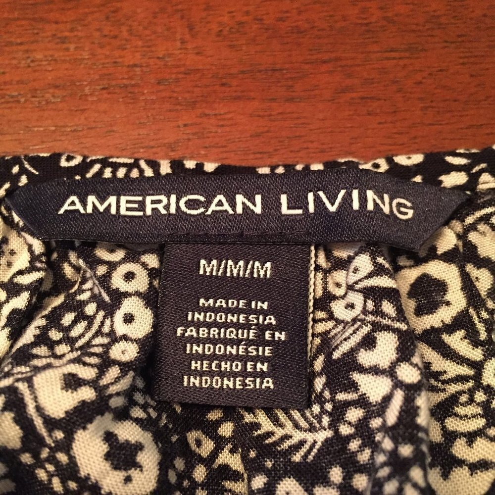 American Living black & white floral dress size M - Picture 4 of 8